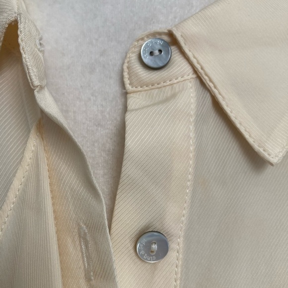 Cinq á Sept Rosalie Ruffle Button Front Shirt Oversized Silhouette Cream - Picture 15 of 16